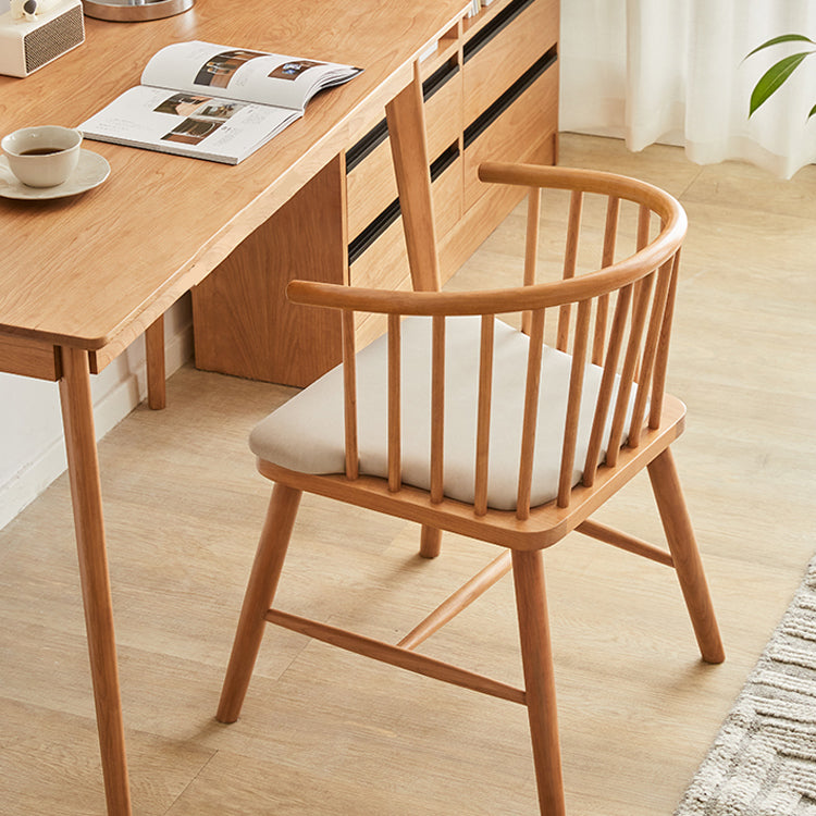 Eigentijdse huis eetstoel vaste houten lat achter eetstoel