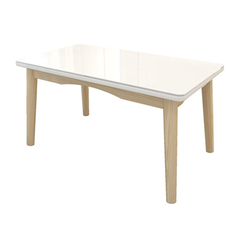 Contemporary Dining Table White Dining Table with Solid Wood Base