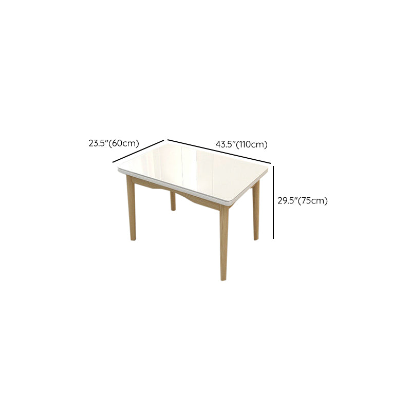 Contemporary Dining Table White Dining Table with Solid Wood Base