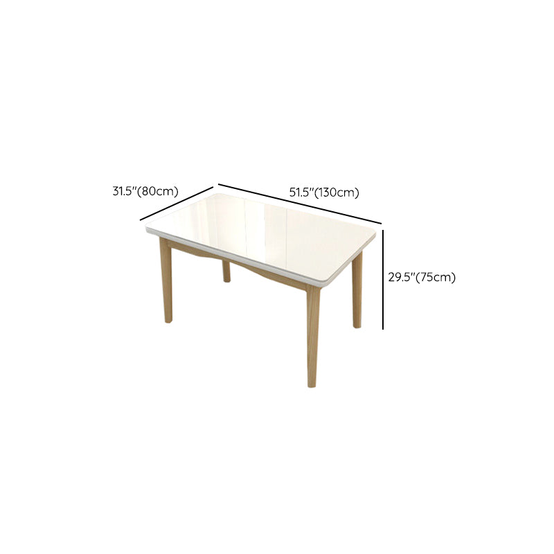 Contemporary Dining Table White Dining Table with Solid Wood Base