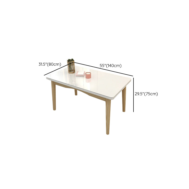 Contemporary Dining Table White Dining Table with Solid Wood Base