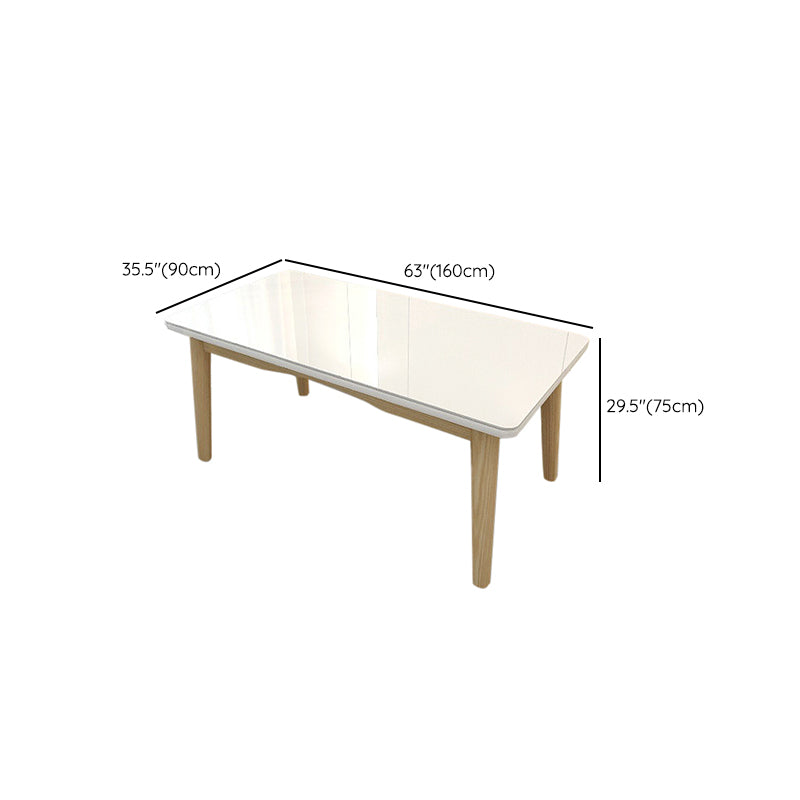 Contemporary Dining Table White Dining Table with Solid Wood Base