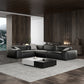 Black Genuine Leather Sectionals 30.7" H Square Arm Sectional Sofa Set Clearhalo 'furn' 'furn_sectionals' 'Furniture' 'Living Room Furniture' 'Sectionals' 7548323