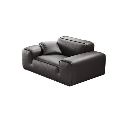 Black Genuine Leather Sectionals 30.7" H Square Arm Sectional Sofa Set 1-Seater Sofa Genuine Leather Clearhalo 'furn' 'furn_sectionals' 'Furniture' 'Living Room Furniture' 'Sectionals' 7548324