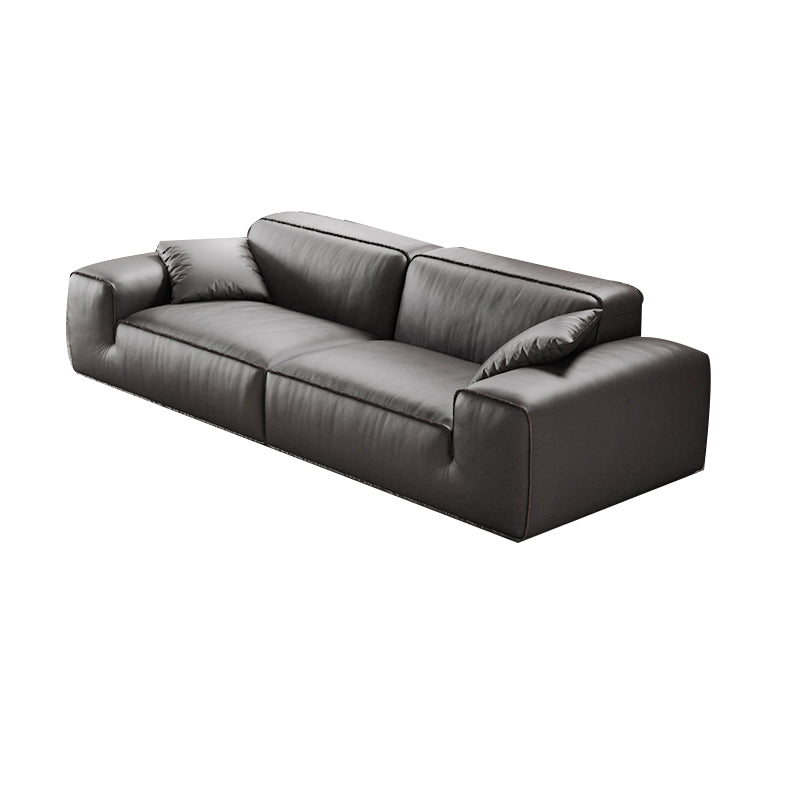 Black Genuine Leather Sectionals 30.7" H Square Arm Sectional Sofa Set 5-Seater Sofa Genuine Leather Clearhalo 'furn' 'furn_sectionals' 'Furniture' 'Living Room Furniture' 'Sectionals' 7548329