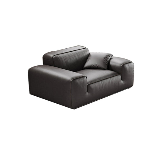 Black Genuine Leather Sectionals 30.7" H Square Arm Sectional Sofa Set Clearhalo 'furn' 'furn_sectionals' 'Furniture' 'Living Room Furniture' 'Sectionals' 7548332