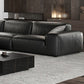 Black Genuine Leather Sectionals 30.7" H Square Arm Sectional Sofa Set Clearhalo 'furn' 'furn_sectionals' 'Furniture' 'Living Room Furniture' 'Sectionals' 7548336