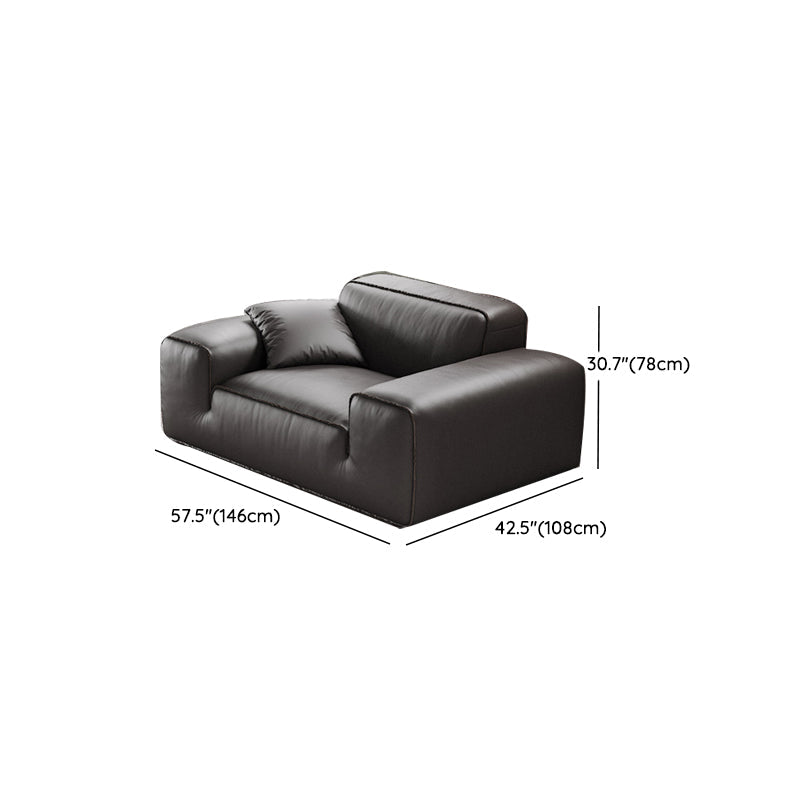 Black Genuine Leather Sectionals 30.7" H Square Arm Sectional Sofa Set Clearhalo 'furn' 'furn_sectionals' 'Furniture' 'Living Room Furniture' 'Sectionals' 7548342