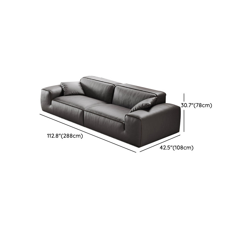 Black Genuine Leather Sectionals 30.7" H Square Arm Sectional Sofa Set Clearhalo 'furn' 'furn_sectionals' 'Furniture' 'Living Room Furniture' 'Sectionals' 7548345