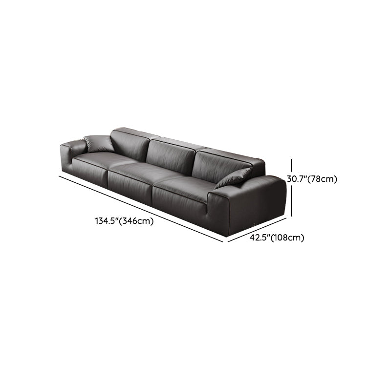 Black Genuine Leather Sectionals 30.7" H Square Arm Sectional Sofa Set Clearhalo 'furn' 'furn_sectionals' 'Furniture' 'Living Room Furniture' 'Sectionals' 7548347