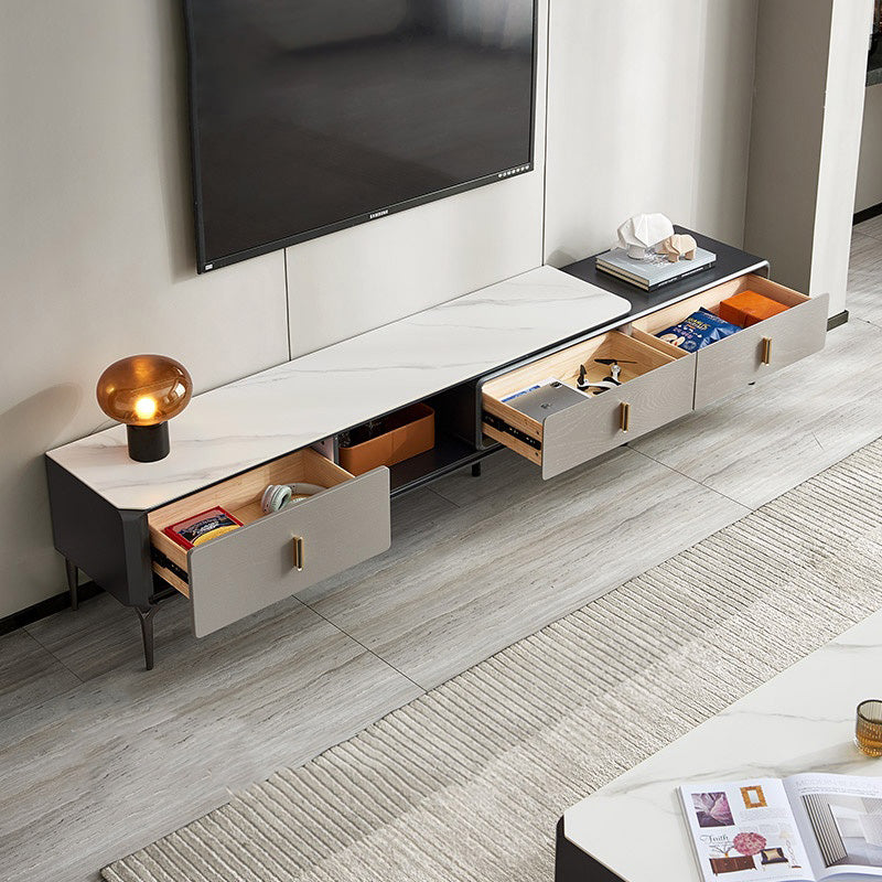 Contemporary TV Stand Console Stone Media Console with 3 Drawers Clearhalo 'furn' 'furn_tv_stands_entertainment_centers' 'Furniture' 'Living Room Furniture' 'TV Stands & Entertainment Centers' 'TV Stands & Media Storage Furniture' 'tv_stands_entertainment_centers' 7549353