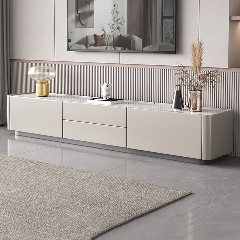 Modern TV Console Stone Media Console Storage White Console with Drawer Clearhalo 'furn' 'furn_tv_stands_entertainment_centers' 'Furniture' 'Living Room Furniture' 'TV Stands & Entertainment Centers' 'TV Stands & Media Storage Furniture' 'tv_stands_entertainment_centers' 7549371