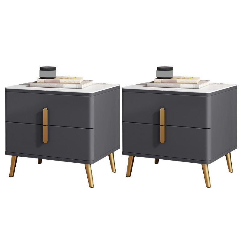 Moderner Nachttisch Stein Akzenttisch Nachttisch mit 2 Schubladen