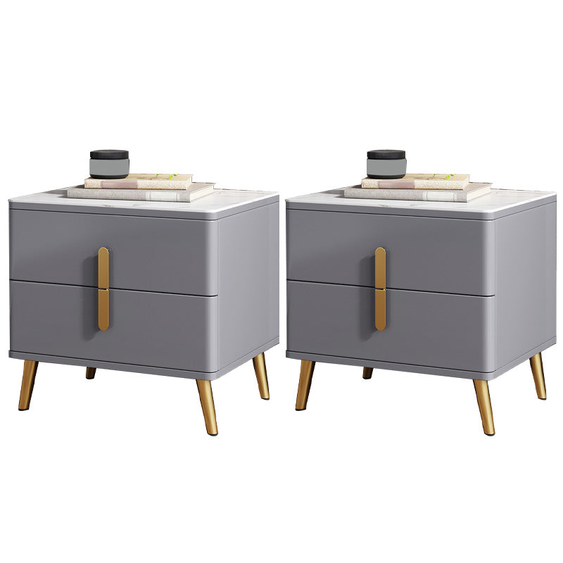Moderner Nachttisch Stein Akzenttisch Nachttisch mit 2 Schubladen