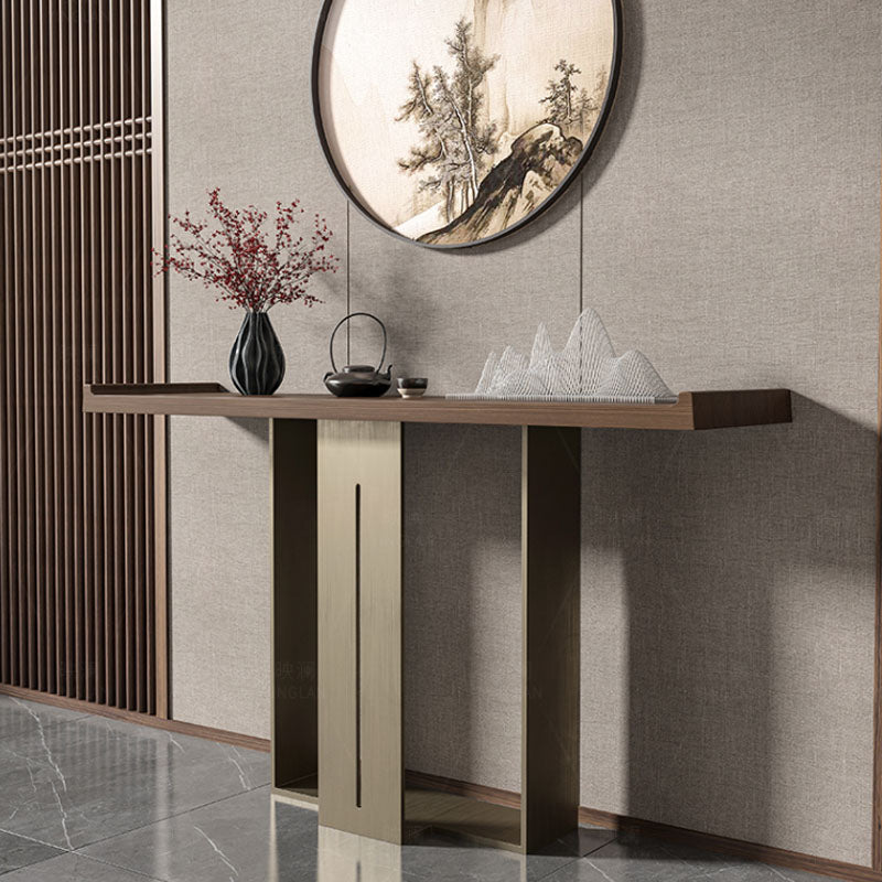 Rectangle Modern Console Table Brown/Black Wood Console Sofa Table 47"L x 14"W x 34"H Brown Clearhalo 'Console Tables' 'console_tables' 'Entry & Mudroom Furniture' 'furn' 'furn_console_tables' 'Furniture' 7549590