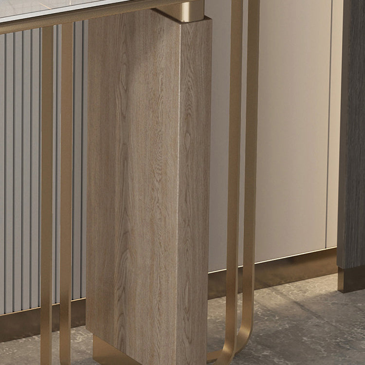 Modern Oval Console Table Stone Console Sofa Table in White for Home