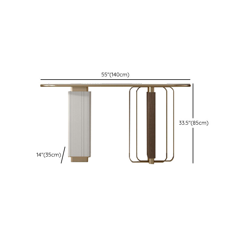 Modern Oval Console Table Stone Console Sofa Table in White for Home