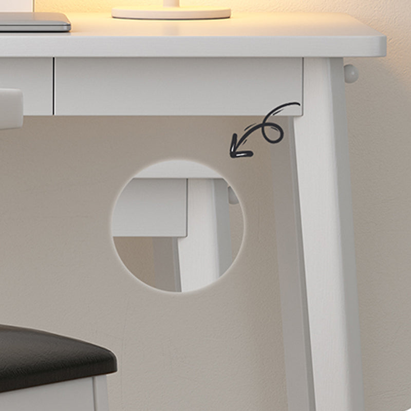 Bureau d'écriture industriel en bois massif bourse rectangulaire avec 3 tiroirs