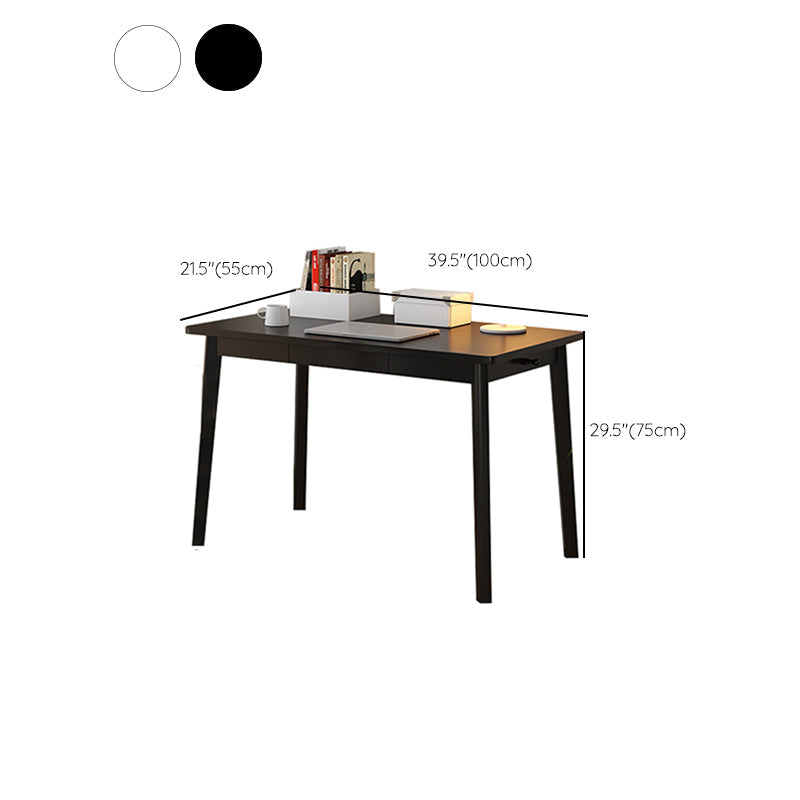 Bureau d'écriture industriel en bois massif bourse rectangulaire avec 3 tiroirs