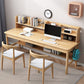 Contemporary Rectangular Solid Wood Writing Desk 3 Drawers H-shape Base Computer Desk 63"L x 23.6"W x 43"H Natural Clearhalo 'furn' 'furn_office_desk' 'Furniture' 'Office Desks' 'Office Furniture' 'office_desk' 7549743