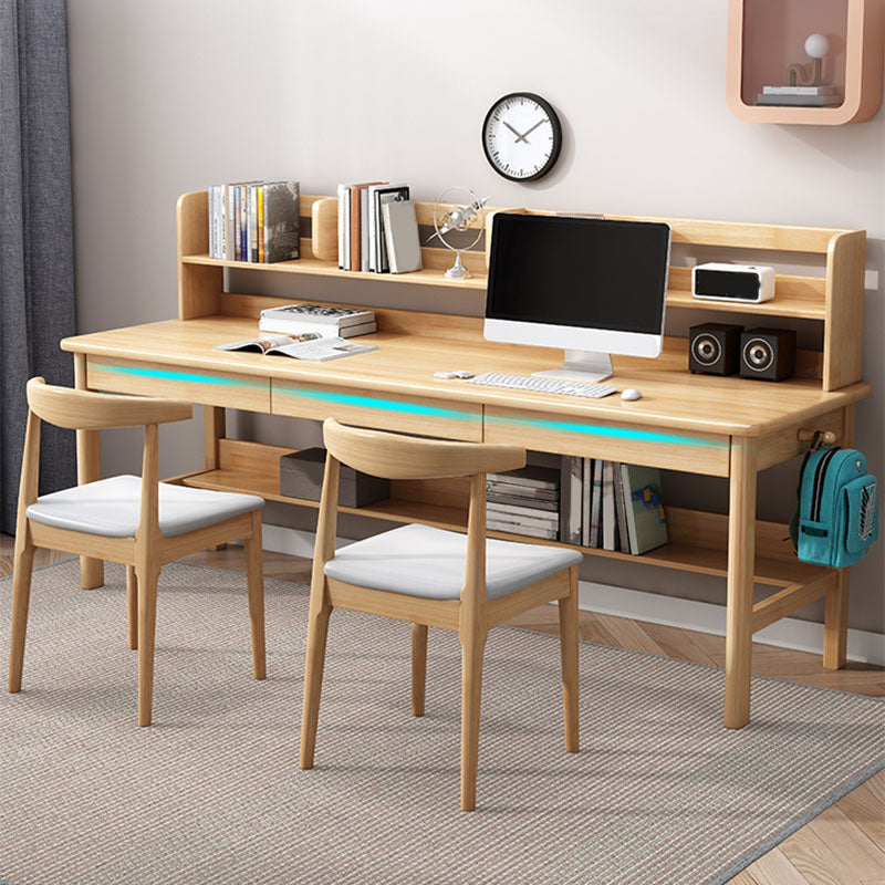 Contemporary Rectangular Solid Wood Writing Desk 3 Drawers H-shape Base Computer Desk Clearhalo 'furn' 'furn_office_desk' 'Furniture' 'Office Desks' 'Office Furniture' 'office_desk' 7549747