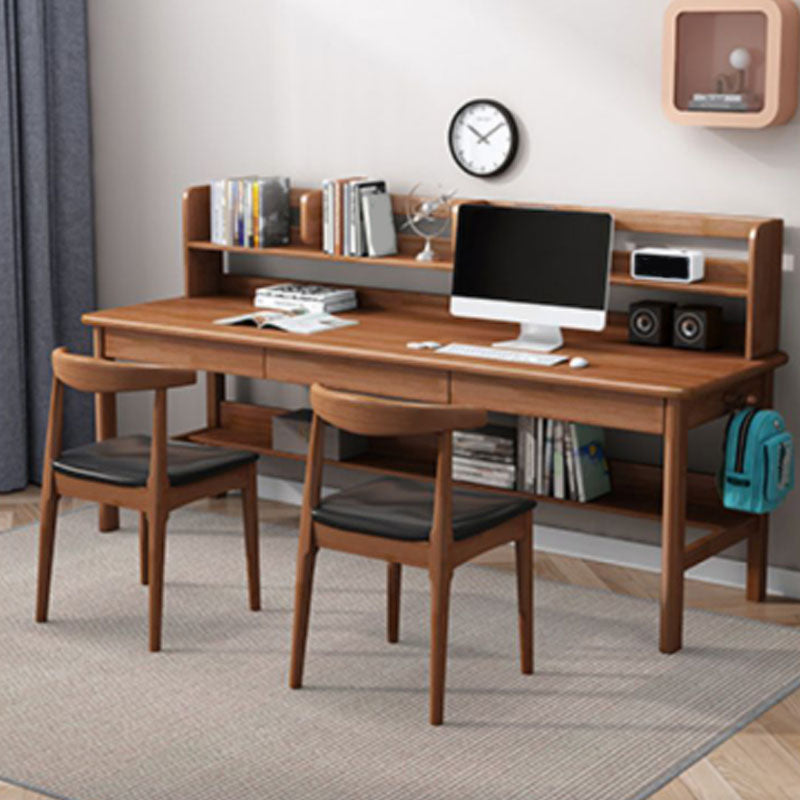 Contemporary Rectangular Solid Wood Writing Desk 3 Drawers H-shape Base Computer Desk Clearhalo 'furn' 'furn_office_desk' 'Furniture' 'Office Desks' 'Office Furniture' 'office_desk' 7549749