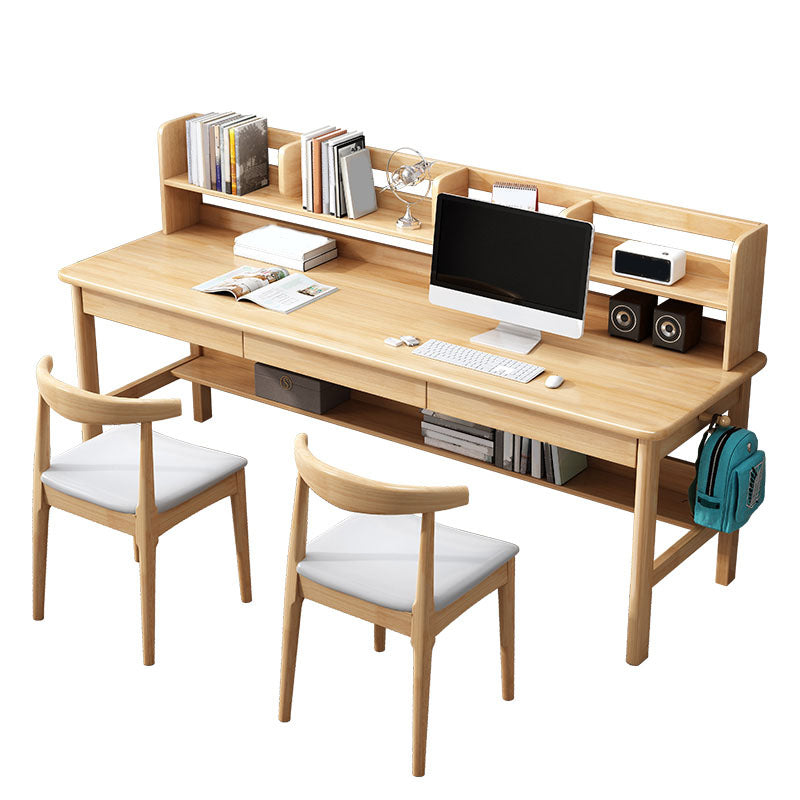 Contemporary Rectangular Solid Wood Writing Desk 3 Drawers H-shape Base Computer Desk Clearhalo 'furn' 'furn_office_desk' 'Furniture' 'Office Desks' 'Office Furniture' 'office_desk' 7549750
