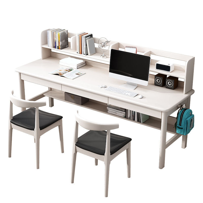 Contemporary Rectangular Solid Wood Writing Desk 3 Drawers H-shape Base Computer Desk Clearhalo 'furn' 'furn_office_desk' 'Furniture' 'Office Desks' 'Office Furniture' 'office_desk' 7549755
