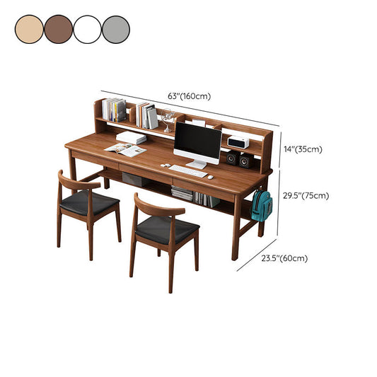 Contemporary Rectangular Solid Wood Writing Desk 3 Drawers H-shape Base Computer Desk Clearhalo 'furn' 'furn_office_desk' 'Furniture' 'Office Desks' 'Office Furniture' 'office_desk' 7549756