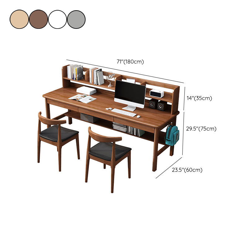 Contemporary Rectangular Solid Wood Writing Desk 3 Drawers H-shape Base Computer Desk Clearhalo 'furn' 'furn_office_desk' 'Furniture' 'Office Desks' 'Office Furniture' 'office_desk' 7549757