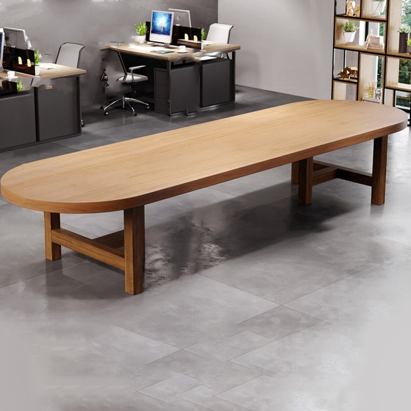 モダンな楕円形の松のライティングデスク29.5インチの高さ自然のオフィスデスク