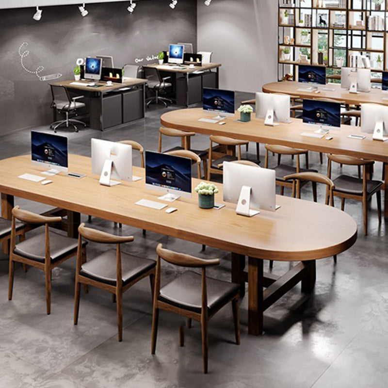 モダンな楕円形の松のライティングデスク29.5インチの高さ自然のオフィスデスク