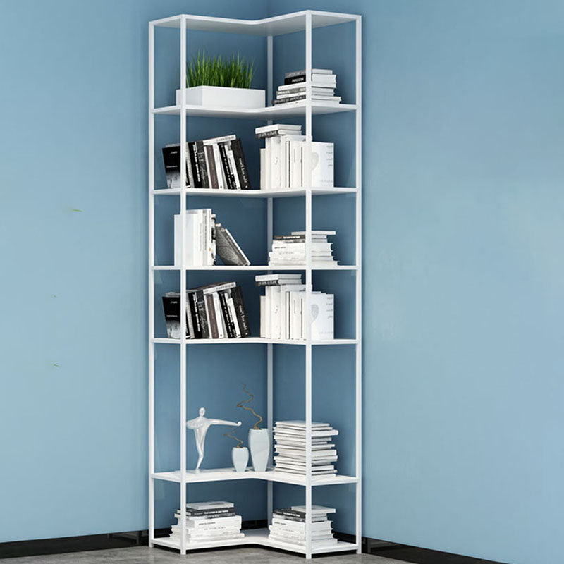 Contemporary Open Back Standard Bookshelf Metal Bookcase for Study Room White Clearhalo 'Bookcases' 'furn' 'furn_bookcases' 'Furniture' 'Office Furniture' 7550487