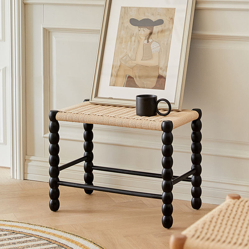 Tropical Backless Seating Bench Solid Wood Rectangle Bench for Bedroom 24"L x 14"W x 18"H Black Clearhalo 'Benches' 'Chairs & Seating' 'furn' 'furn_benches' 'Furniture' 'Living Room Furniture' 7550599