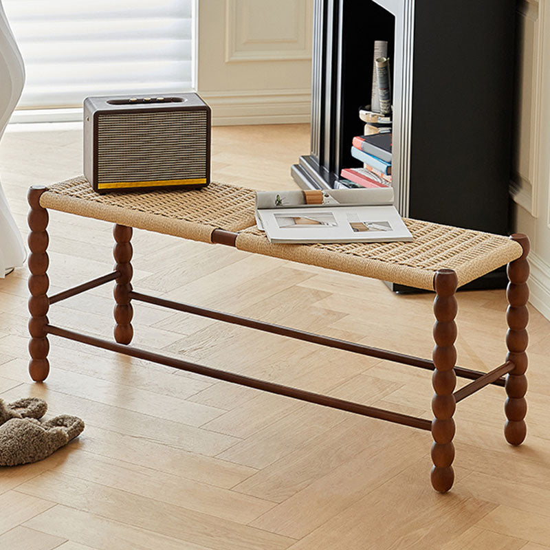 Tropical Backless Seating Bench Solid Wood Rectangle Bench for Bedroom 43.3"L x 13.8"W x 17.7"H Walnut Clearhalo 'Benches' 'Chairs & Seating' 'furn' 'furn_benches' 'Furniture' 'Living Room Furniture' 7550609