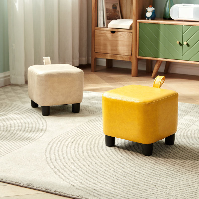 Contemporary Style Footstool Square Leather Foot Stool with 4 Legs Clearhalo 'furn' 'furn_ottomans_poufs' 'Furniture' 'Living Room Furniture' 'Ottomans & Poufs' 'ottomans_poufs' 7550674