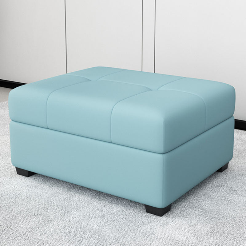 Modern Storage Ottomans Rectangle Leather Storage Ottomans with Legs Blue 1 Piece Clearhalo 'furn' 'furn_ottomans_poufs' 'Furniture' 'Living Room Furniture' 'Ottomans & Poufs' 'ottomans_poufs' 7550703
