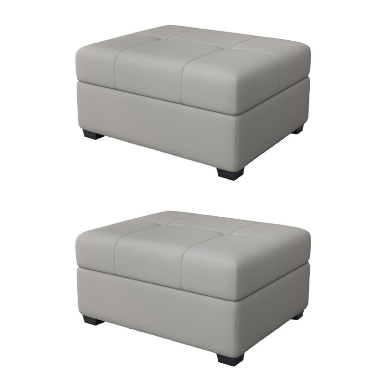 Modern Storage Ottomans Rectangle Leather Storage Ottomans with Legs Light Gray 2 Piece Set Clearhalo 'furn' 'furn_ottomans_poufs' 'Furniture' 'Living Room Furniture' 'Ottomans & Poufs' 'ottomans_poufs' 7550714