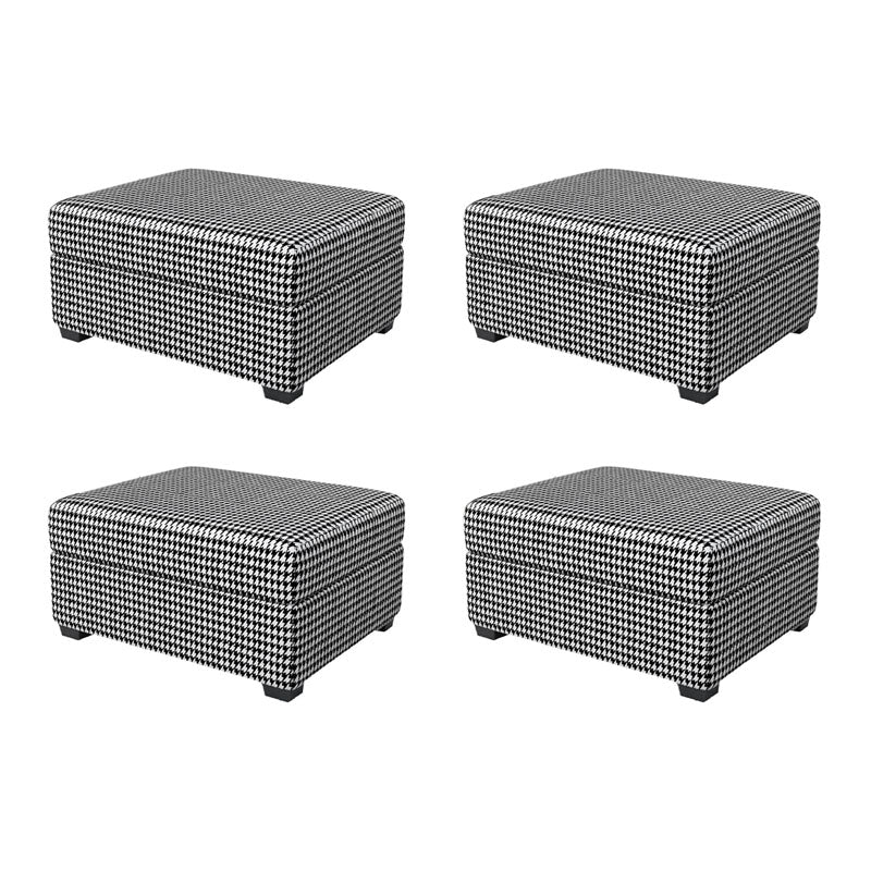 Modern Storage Ottomans Rectangle Leather Storage Ottomans with Legs Black 4 Piece Set Clearhalo 'furn' 'furn_ottomans_poufs' 'Furniture' 'Living Room Furniture' 'Ottomans & Poufs' 'ottomans_poufs' 7550722