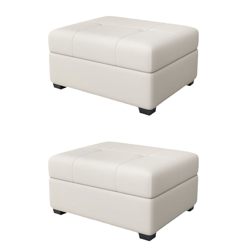 Modern Storage Ottomans Rectangle Leather Storage Ottomans with Legs Off-White 2 Piece Set Clearhalo 'furn' 'furn_ottomans_poufs' 'Furniture' 'Living Room Furniture' 'Ottomans & Poufs' 'ottomans_poufs' 7550725