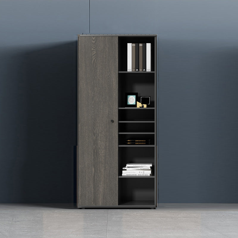 Contemporary Vertical File Cabinet Wooden Frame Storage File Cabinet 31"L x 16"W x 79"H Grey Left Door Clearhalo 'Filing Cabinets' 'filling_cabinets' 'furn' 'furn_filling_cabinets' 'Furniture' 'Office Furniture' 7550767