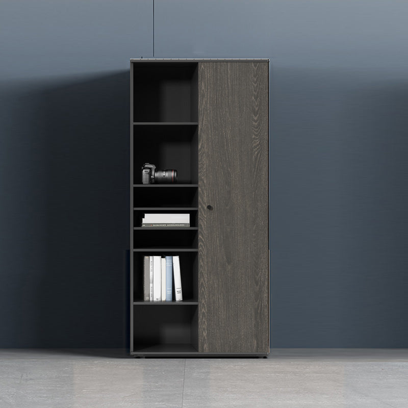 Contemporary Vertical File Cabinet Wooden Frame Storage File Cabinet 31"L x 16"W x 79"H Grey Right Door Clearhalo 'Filing Cabinets' 'filling_cabinets' 'furn' 'furn_filling_cabinets' 'Furniture' 'Office Furniture' 7550769