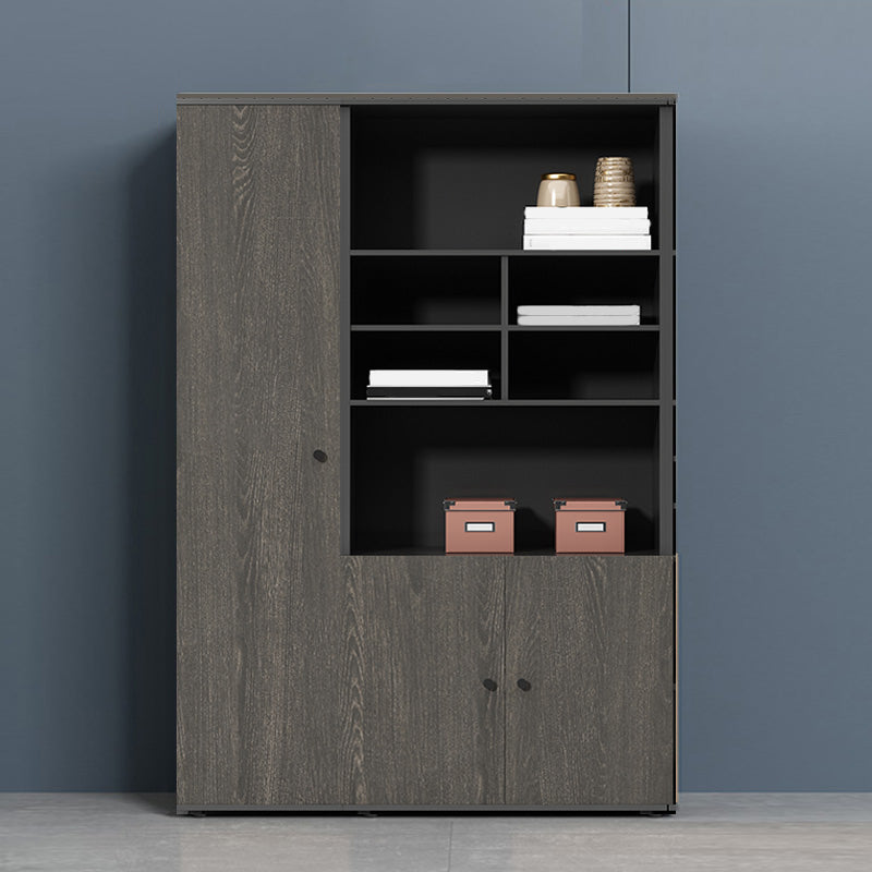 Contemporary Vertical File Cabinet Wooden Frame Storage File Cabinet 47"L x 16"W x 79"H Grey Left Door Clearhalo 'Filing Cabinets' 'filling_cabinets' 'furn' 'furn_filling_cabinets' 'Furniture' 'Office Furniture' 7550779