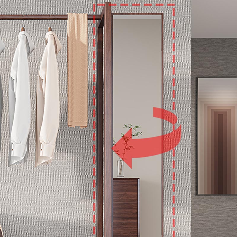 Armario de madera de vestuario de estilo moderno con espejo y estantes de almacenamiento