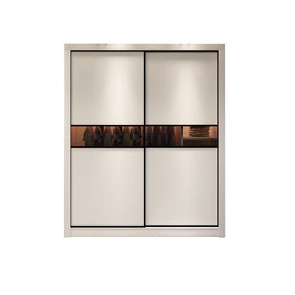 Modern Wooden Wardrobe Closet Bedroom Sliding Doors Storage Armoire