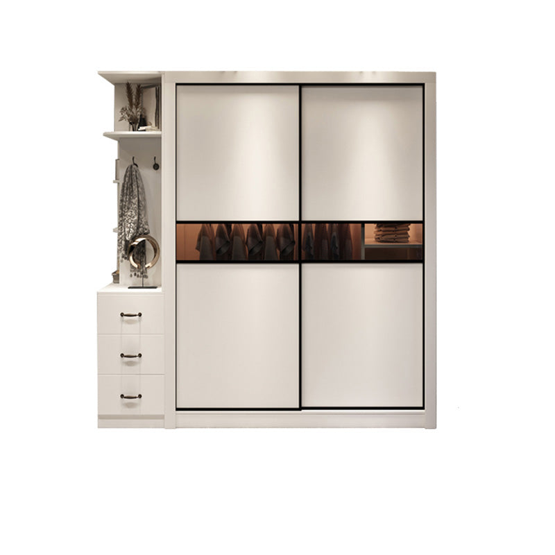 Modern Wooden Wardrobe Closet Bedroom Sliding Doors Storage Armoire