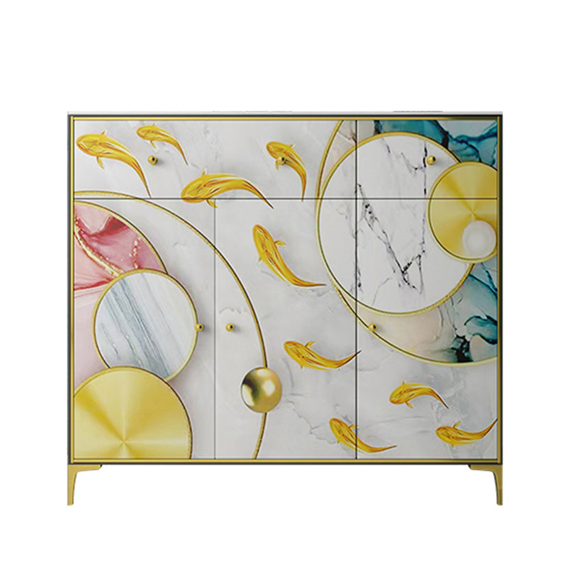 Glam Sideboard Cabinet Stone Sideboard with Drawers for Living Room Gold-Red-Yellow-White Clearhalo 'buffet_sideboard' 'Buffets & Sideboards' 'furn' 'furn_buffet_sideboard' 'Furniture' 'Kitchen & Dining Furniture' 7551745