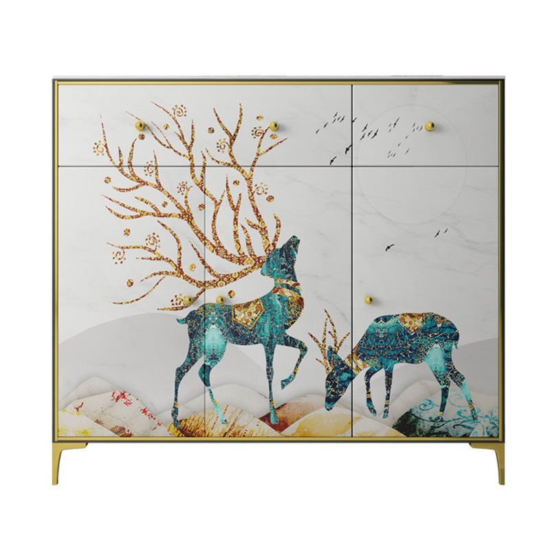 Glam Sideboard Cabinet Stone Sideboard with Drawers for Living Room White-Gold Clearhalo 'buffet_sideboard' 'Buffets & Sideboards' 'furn' 'furn_buffet_sideboard' 'Furniture' 'Kitchen & Dining Furniture' 7551750