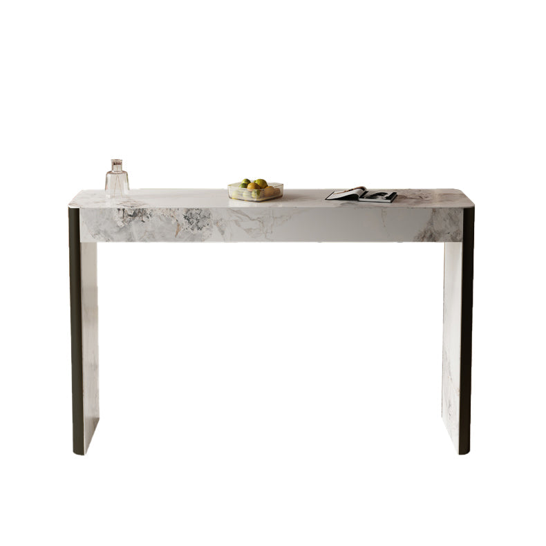 Glam Style Stone Bar Dining Table Rectangle Bar Table for Living Room Black White Without Chairs Clearhalo 'Bar Furniture' 'Bar Tables' 'bar_tables' 'furn' 'furn_bar_tables' 'Furniture' 'Kitchen & Dining Furniture' 7552043