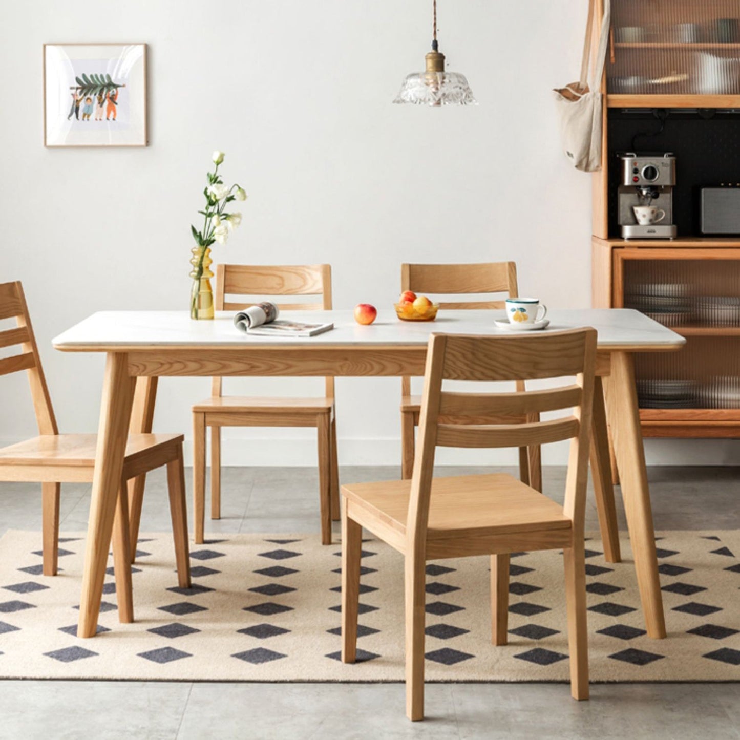 Modern Style Dinette Set 1/5 Pcs Rectangle Solid Wood Dinette Table with Dining Chair Clearhalo 'Dining Room Sets' 'Dining Tables & Seating' 'dining_room_set' 'furn' 'furn_dining_room_set' 'Furniture' 'Kitchen & Dining Furniture' 7552148